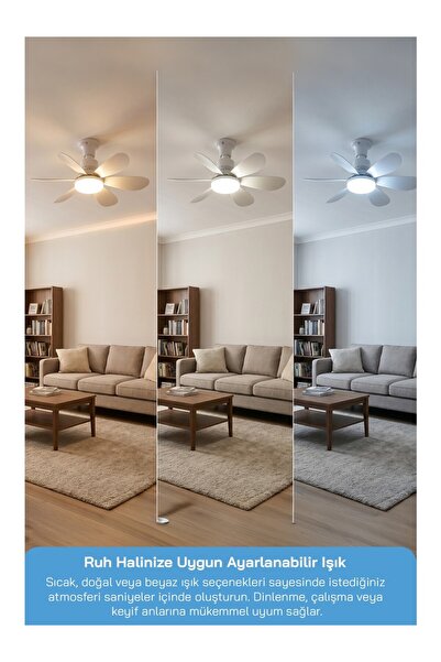 Volea Ambiance 3 LED Aydınlatmalı Sessiz Tavan Vantilatörü Kumandalı 6 Kanatlı