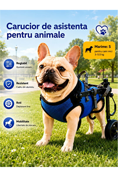 Excitat Carucior de reabilitare pentru caini, Excitat®, S size, mers asistat,...