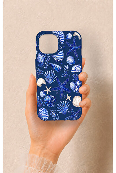 Vip Case iPhone 15 Uyumlu Deniz Kabuğu Desenli Silikon Kılıf