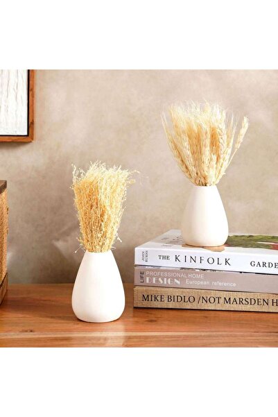 PAN HOME Suan Set of two Dried Plants Arrangement in Ceramic Pot 15x7x20cm- B...