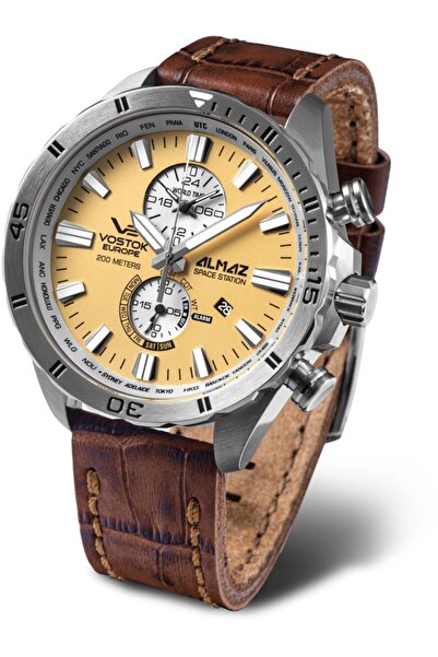 Vostok Europe Ceas bărbătesc clasic maro impermeabil YM8J-320A655.