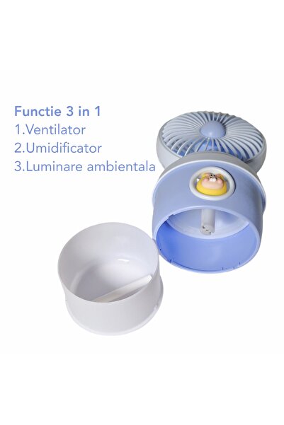 Naimeed Company Ventilator și umidificator, cu baterie, Naimeed D5833, USB, Albastru, 110x210x105mm