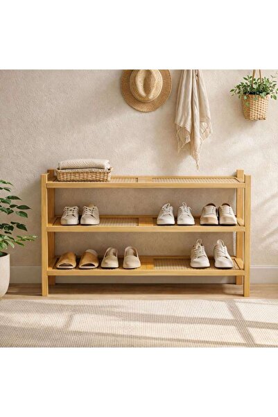 PAN HOME Lyon 3 Tier Shoe Rack 68x28x46.5cm - Natural