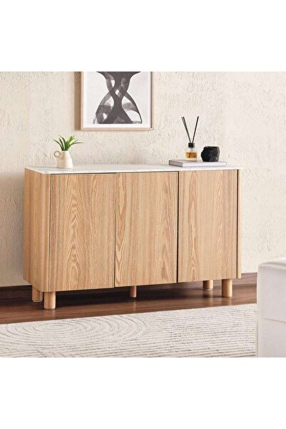 PAN HOME Gwetto Shoe Rack 16 Pairs With 3 Door Veneer - Natural
