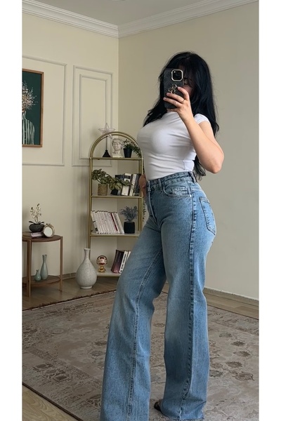 YELZEY BUTİK Premıum Yüksek Bel Wide leg Jean
