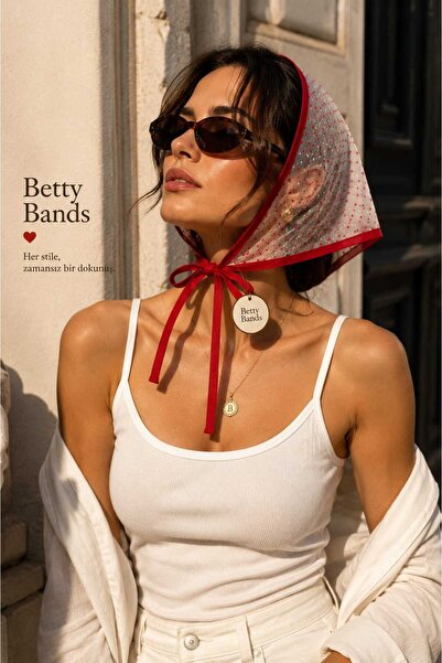 Handmade Betty Bands Red Polka Dot Tulle Bandana Transparent Triangle Bandana...