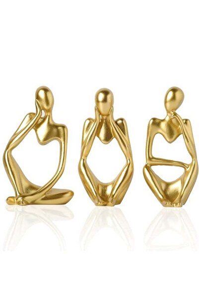 Generic 3 PCS Thinker Abstract Ornamental Statues for Home Decor, Resin Moder...
