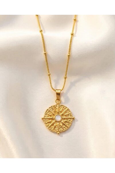 Mum Aşkı Vintage Necklace with White Stones in the Center