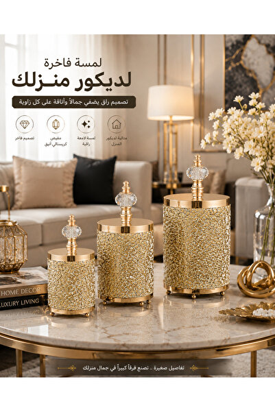 Dania ✨   Luxury Decorative Storage Box with Gold Lid and Crystal - 3 Sizes (...
