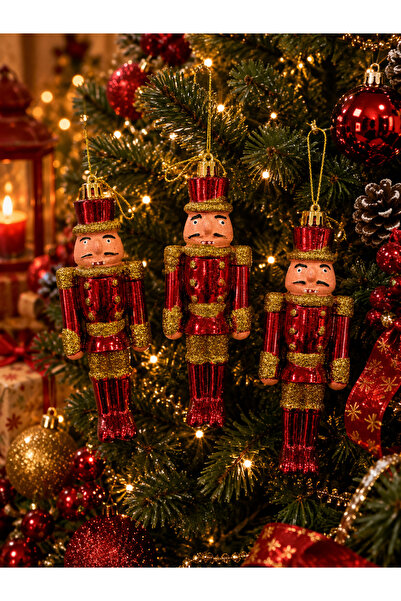 PARTİPORT Set de 3 ornamente de Crăciun cu soldat spărgător de nuci, ornament...