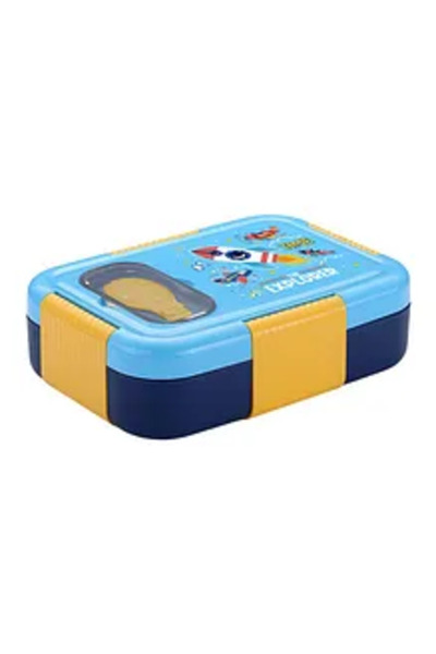 Bonfino Lunch Box with Foldable Spork, Rocket Theme, Stainless Steel Tray, 75...