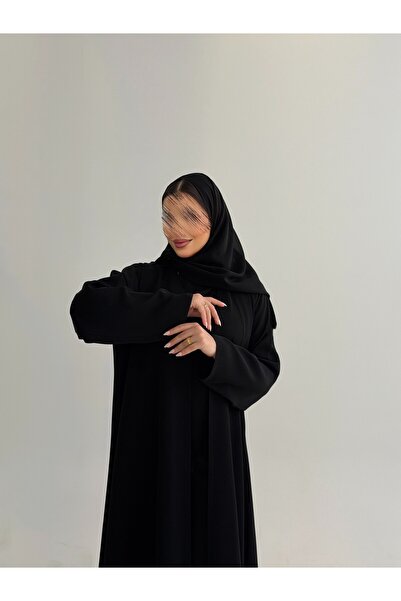 Via abaya ملكي اسود اكمام ضيقة