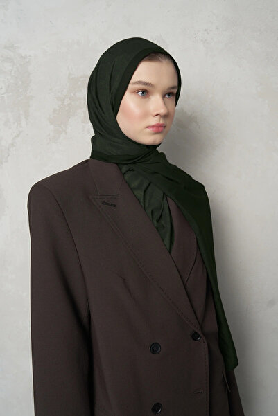 Madame Polo نمط نسيج شال ممتاز مزدوج الجوانب - أخضر داكن