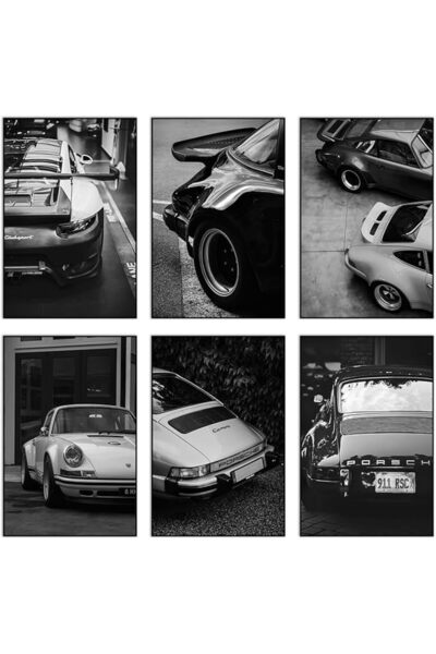 ESSESORIES Porsche 911 Classic Vintage Black White Car Poster Wall Art Room D...