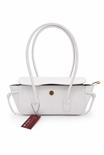 Sellini Croco Berlin Baguette Women's Shoulder Bag with Knot Detail on the Ed...