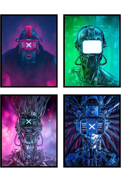 ESSESORIES Cyberpunk 2077 Gaming Poster Wall Art Set of 4 Room Decor Self Adh...