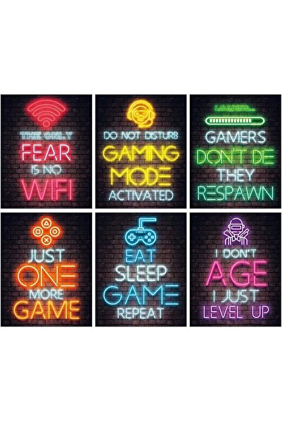 ESSESORIES Gaming Wall Decor 6pcs Set for Boys Room Decor Gamer Ations Video ...