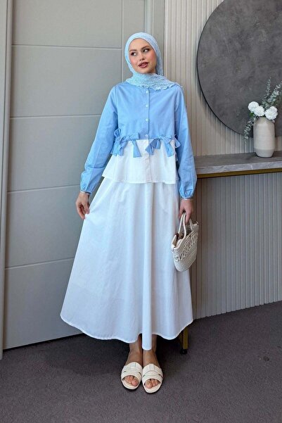 Hazamoda Ribbon Skirt Suit Blue