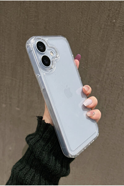 KVK PRİVACY Apple iPhone 17 Şeffaf Kılıf Metal Tuşlu Premium Darbe Emici Kame...