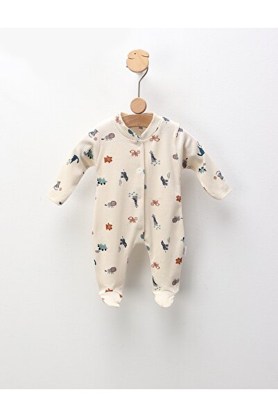 MiniKids Salopeta cu botosei Zebra, Girafa, Maimutica, crem