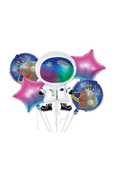 MP Mirific Party Set 5 baloane metalice, figurină astronaut, multicolor