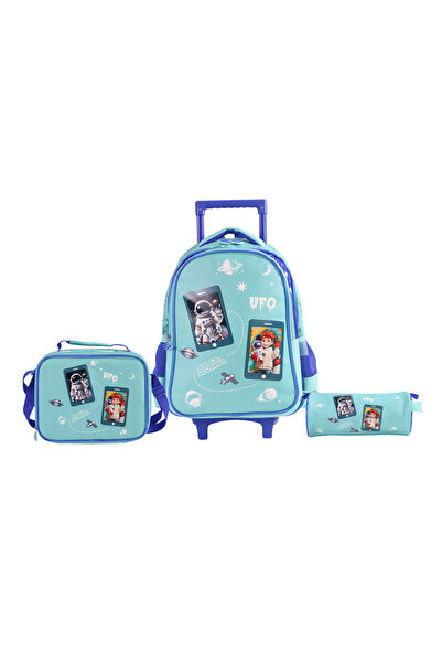 Moon Astronaut 3 in 1 Trolley Set - (16-Inch) Premium Kids School Bag with Lu...