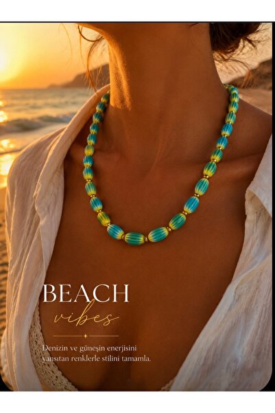 TARZ-I TAKI Nepal Glass Beads Turquoise Breeze Necklace