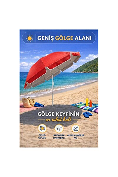 Empressco hak-iş oyuncak Kırmızı-Bej 200 cm Ayarlanabilir Fon Model Plaj Şems...