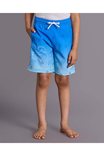 REDTAG Boys Blue PlayStation Printed Swim Shorts