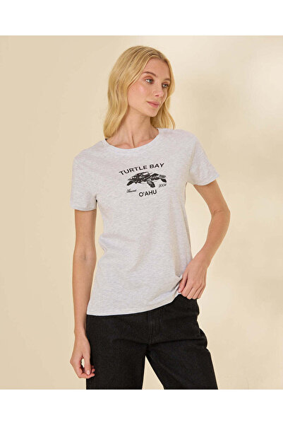 REDTAG Women Grey Graphic T-Shirt