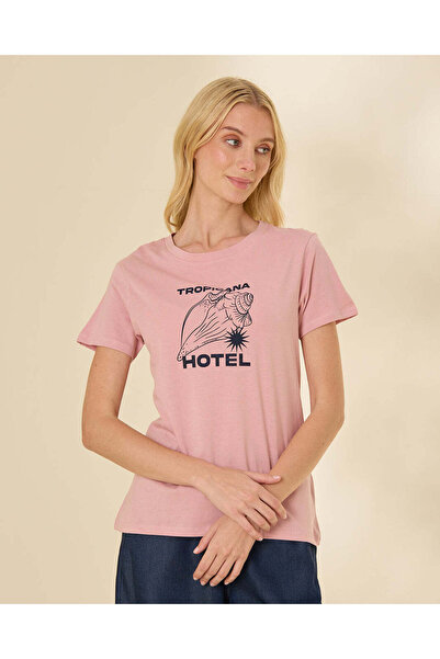 REDTAG Women Pink Graphic T-Shirt