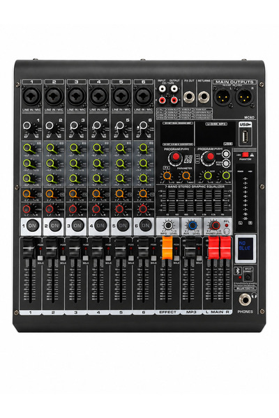 OEM Mixer audio, MC6D, cu amplificator, 2 x 450W, 6 canale, Canal stereo, Blu...