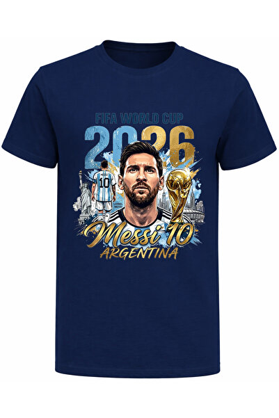 Efendioğlu Design تيشيرت قطني مطبوع عليه كأس العالم 2026 ميسي 10 الأرجنتين