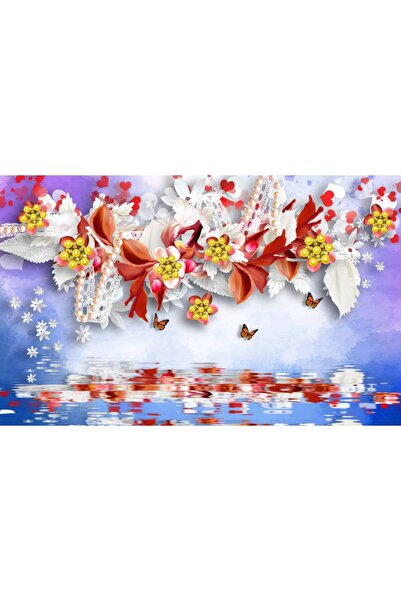 Persona Tablou Canvas, Flori Perle Si Fluturasi- 100 X 70 cm