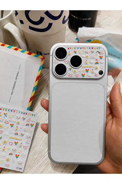 EDELFU Telefon Kamera Stickerı Kabartmalı Minik Yapışkanlı Sitcker (1 Minik S...