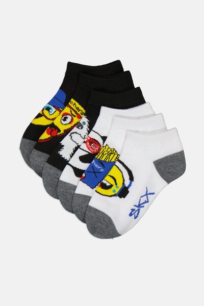 SKECHERS Kids Boy 6 Pairs Allover Print Low Cut Socks, Multicolor