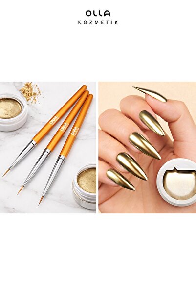 OLLA KOZMETİK Gold Gel Metalik Jel Paint Metalik Gold Nail Art Kalıcı Oje 5 g...