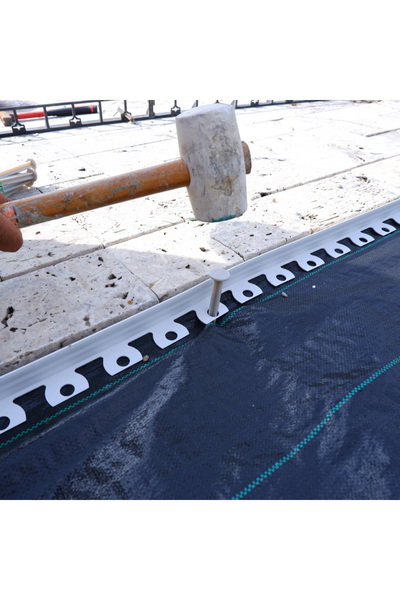 Bradas Separator gazon, bandă separatoare de gazon 10m x 4 cm, gri deschis-alb