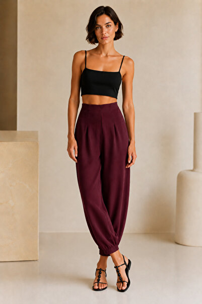 MUZOTEX Pantaloni tip balon model shalwar din țesătură crep importată