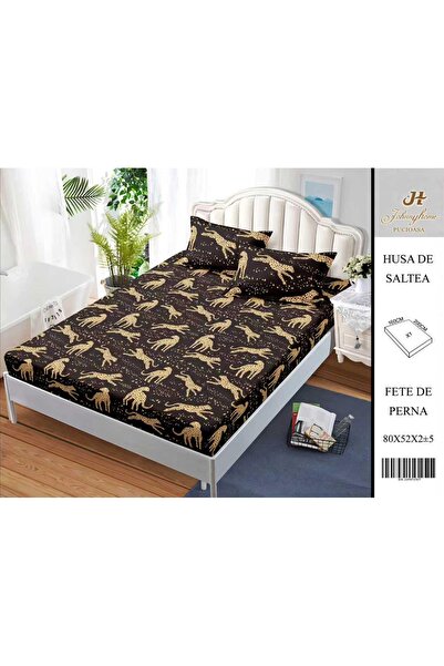 naniland.ro Husă de Pat Bumbac Satinat 2 Persoane 3 Piese Cu Elastic 160x200 cm