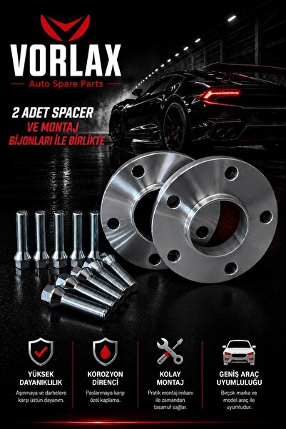VORLAX BMW UYUMLU Spacer 5x120 72.6 20mm 2 Adet Spacer Ve 10 Adet Bijon (2013 SONRASI - METRİK 14 BİJON)