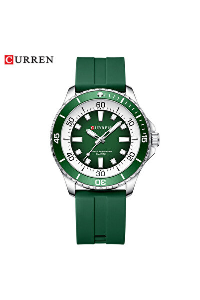 Choice4 ساعة كورين الخضراء CURREN 8448 الكلاسيكية ذات السوار السيليكوني، ساعة...