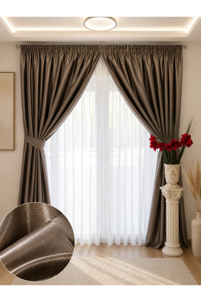 Liz Line Set doua draperii blackout 100%, opreste caldura si frigul, cu rejan...