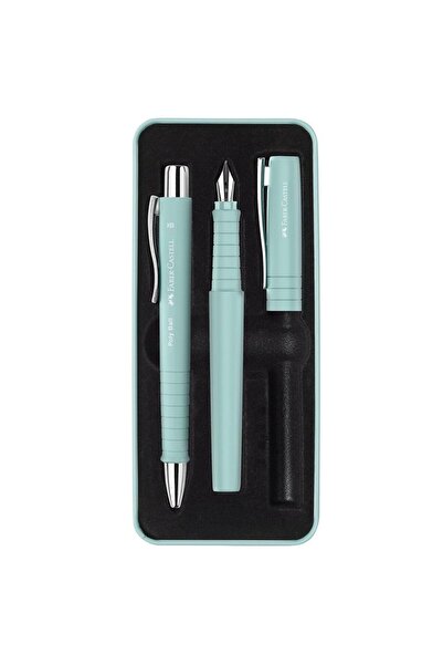 Faber Castell Set cadou stilou+pix Faber-Castell Poly Ball, bleu caraibe