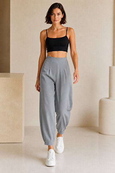 eBaa fashıon Pantaloni balon din crep cu talie elastică