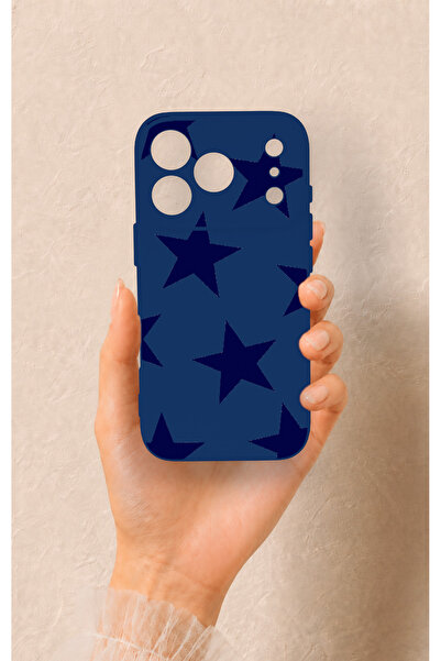 Vip Case iPhone 17 Pro Uyumlu Lacivert Star Desenli Silikon Kılıf