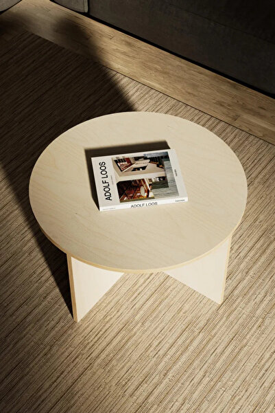 ibrahim suleiman al saqami Modern Round Plywood Coffee Table – 50x35cm Wooden...