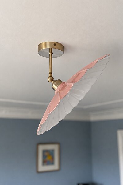 Bamyum Risso Pembe Metal Büyük Avize Hareketli Eskitme Piramit Plafonyer Başl...