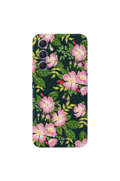 Other Samsung A35 Pink flowers green laves Transparent Silicone TPU Θήκη