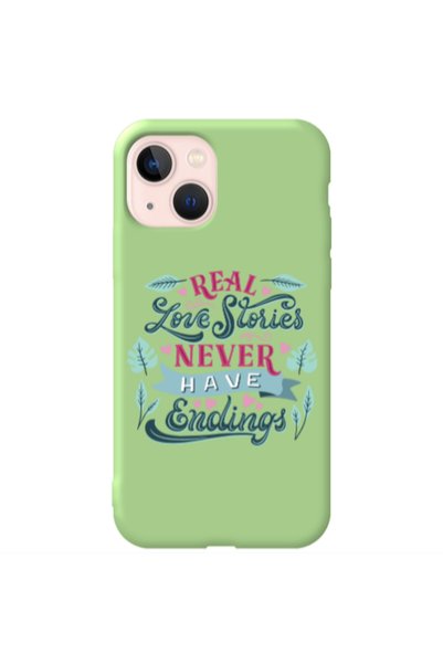 Other Apple iPhone 13 Love Stories Light Green Colored Silicone TPU Θήκη
